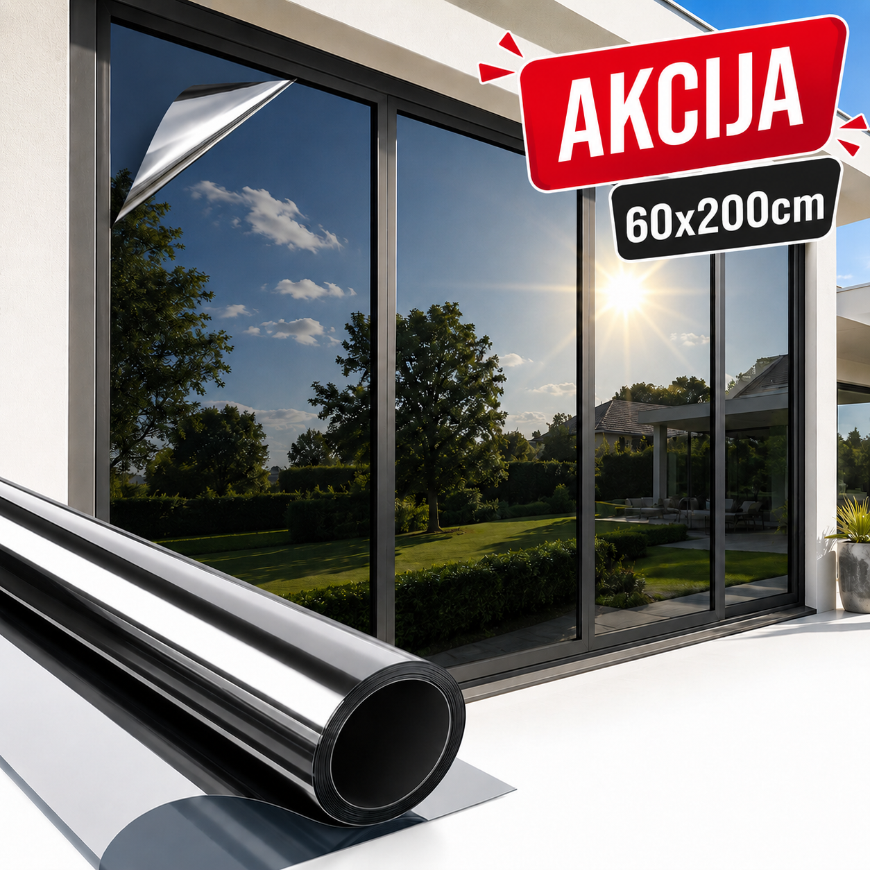 SAMOLEPLJIVA FOLIJA ZA STAKLO (60x200cm)- privatnost i zaštita od sunca