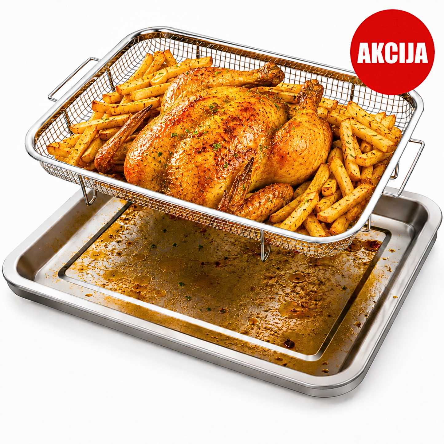 CRISPY CHEF™ – METALNA KORPA SA PLEHOM ZA HRSKAVO PEČENJE(32,5 × 24,5 cm)