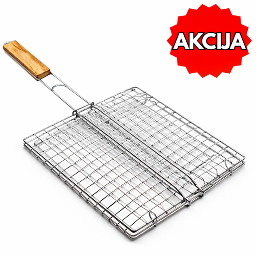 PREKLOPIVA MREŽICA SA DRŠKOM ZA PEČENJE MESA I POVRĆA