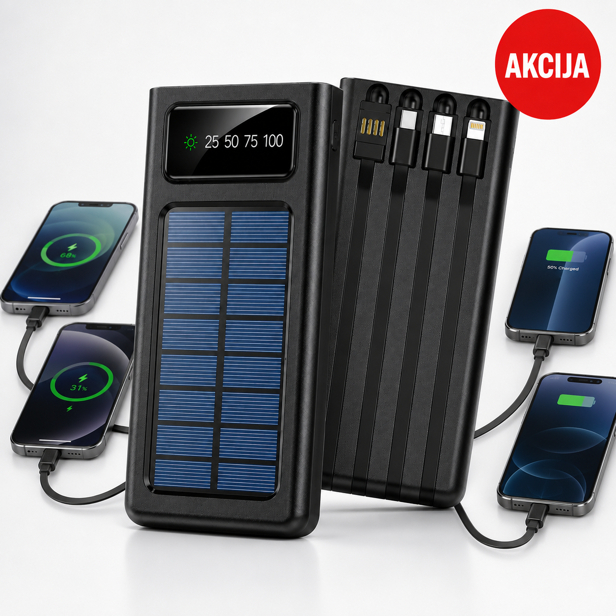 5 u 1  SOLARNI PUNJAČ SA LAMPOM - 10 000mAh