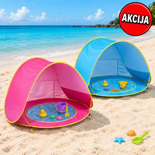 DEČIJI ŠATOR ZA PLAŽU SA BAZENČIĆEM(ROZE I PLAVI)