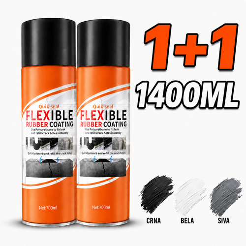 Tečna guma u spreju za zaptivanje i izolaciju 1400ml (bela, siva ili crna)