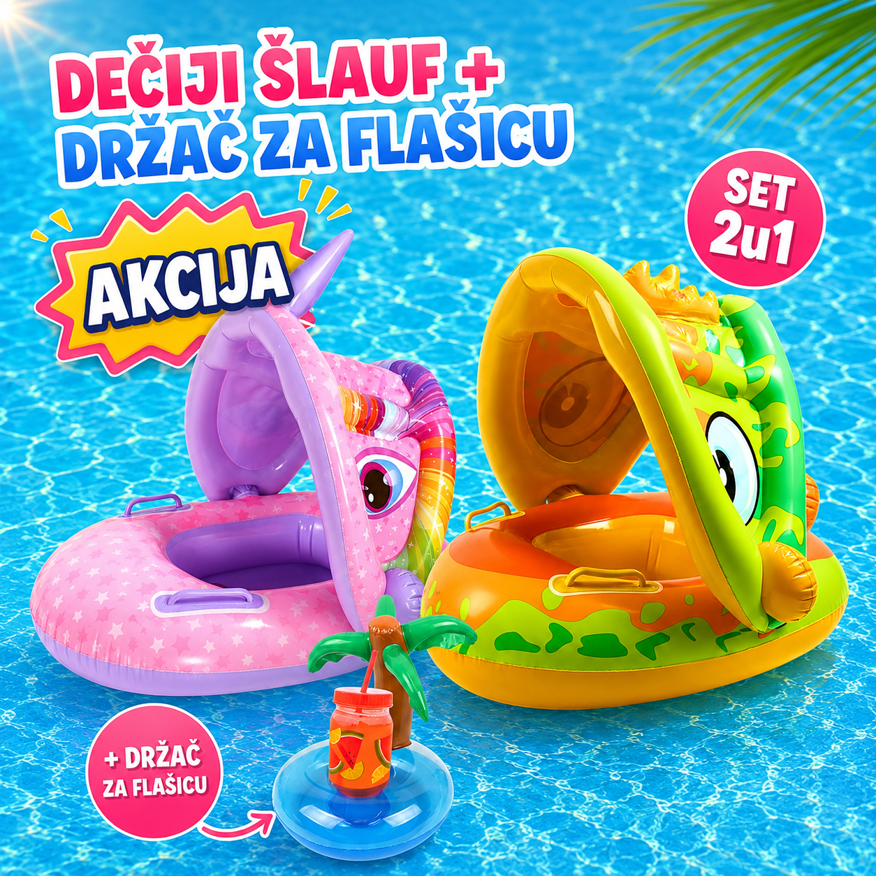Gume za decu sa nadstrešnicom + Gumeni držač za flašice