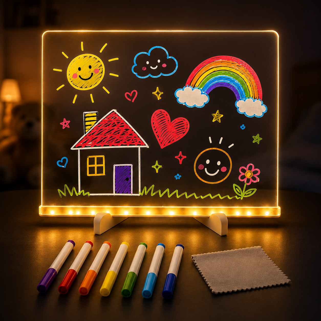 Led tabla za crtanje sa 7 markera i držačem