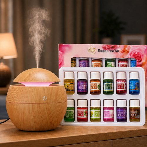 AROMA SET ZA DOM – DIFUZER + 12 MIRISNIH ULJA
