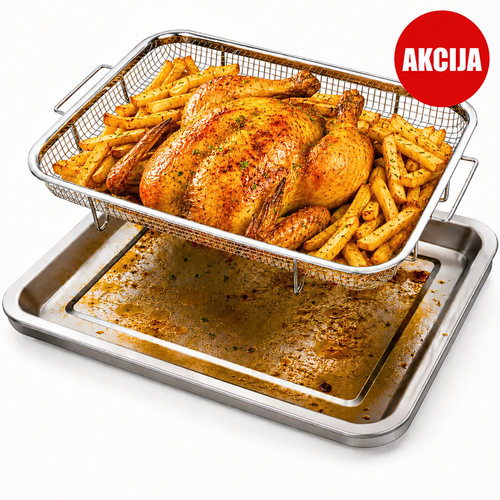 CRISPY CHEF™ – METALNA KORPA SA PLEHOM ZA HRSKAVO PEČENJE(32,5 × 24,5 cm)