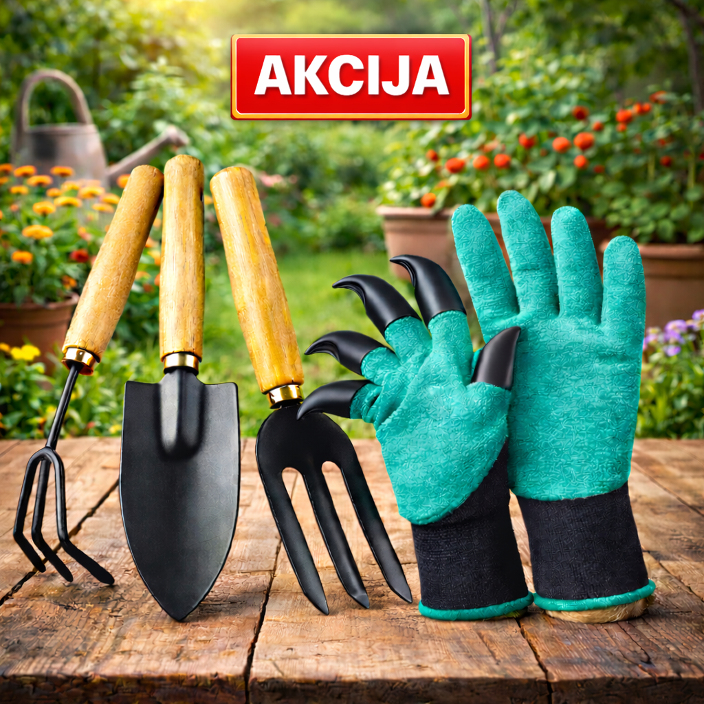 Baštenski set alata + rukavice sa kandžama