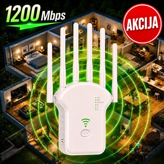 WiFi POJAČIVAČ SIGNALA  SA 6 ANTENA (1200 Mbps)