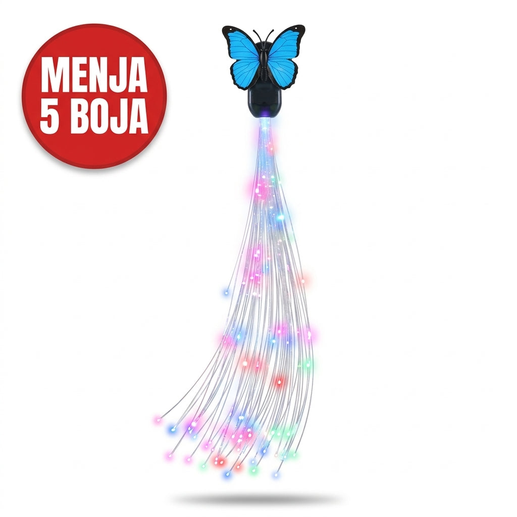 LED Svetleća Pletenica za Kosu sa Leptirom