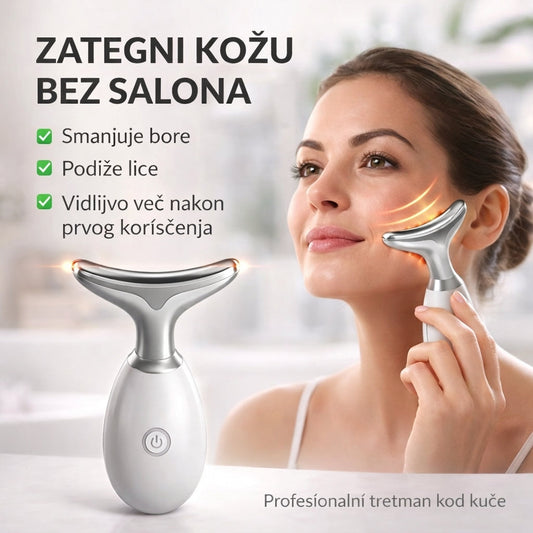 Uređaj za zatezanje kože lica i vrata sa LED svetlom i EMS mikrostrujom, ručni aparat za negu lica
